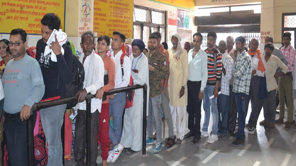 Crowd gathered in the OPD of the district hospital