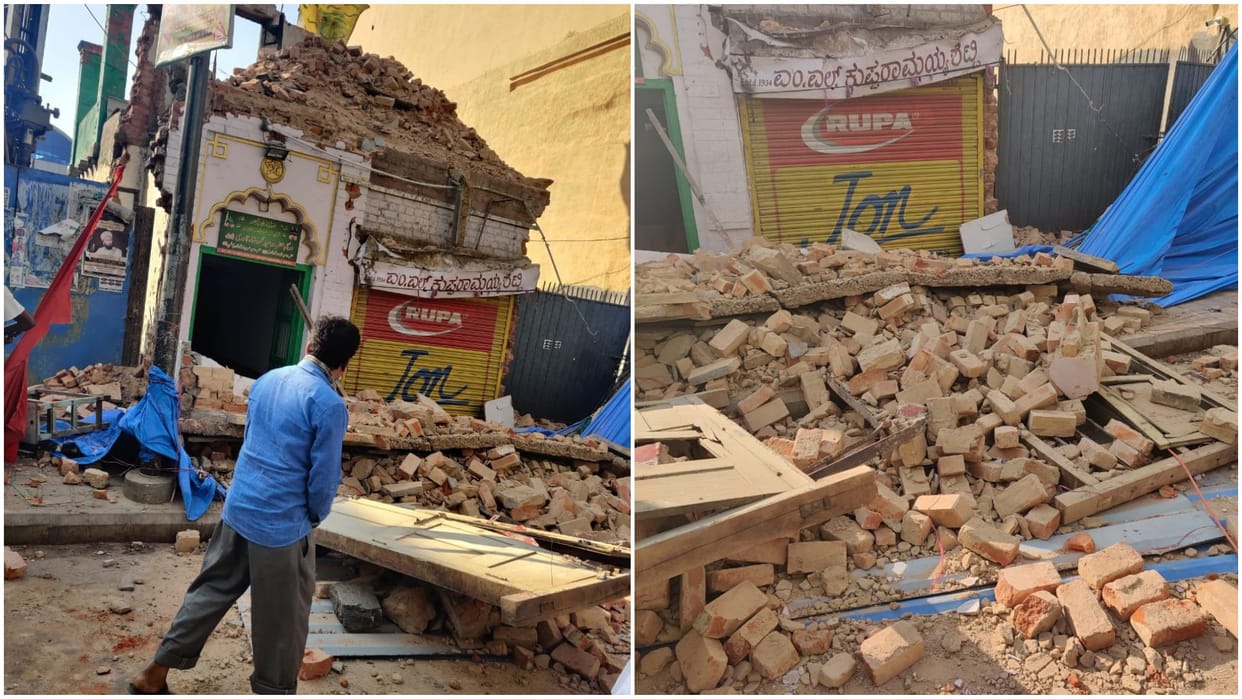 Karnataka One dead one injured after portion of a dargah collapsed during demolition work by administration