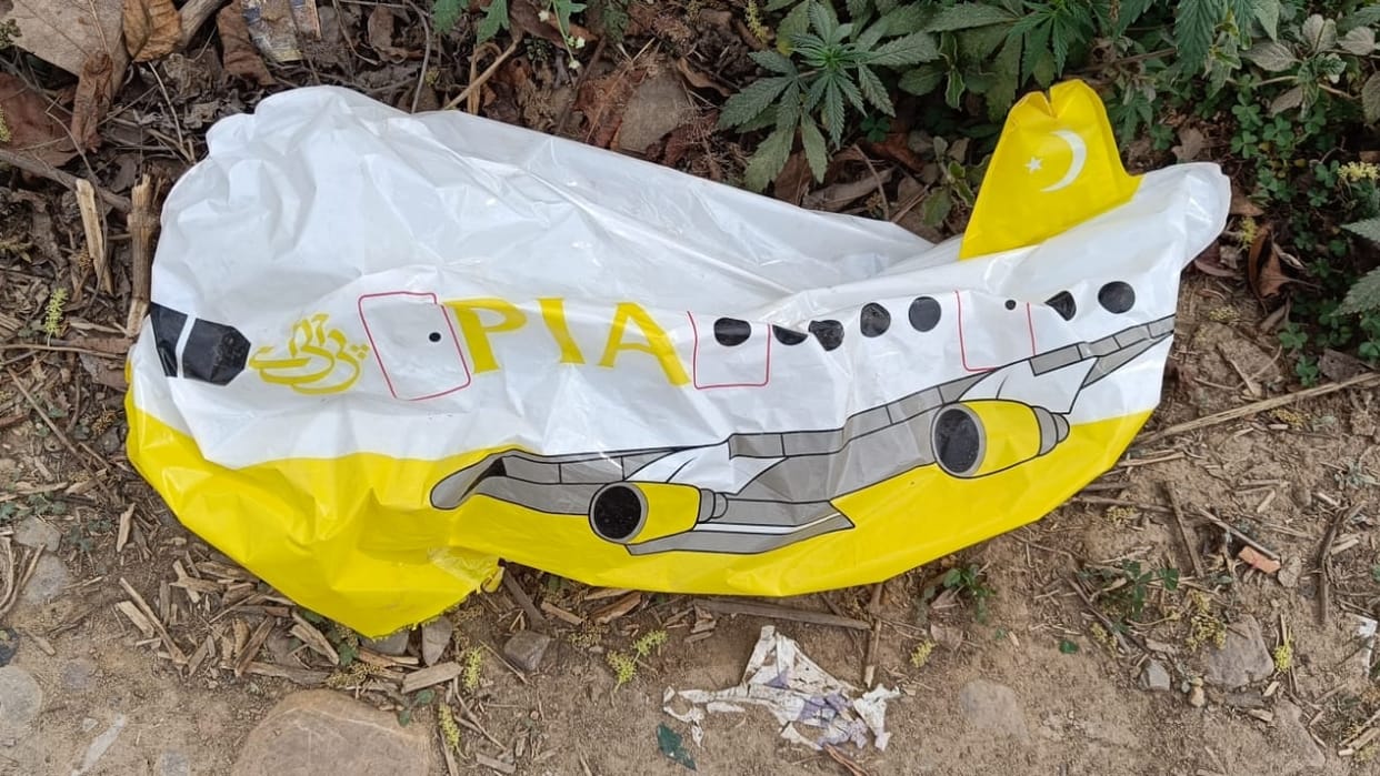 airplane shaped pakistani balloon found in ghagwal samba jammu