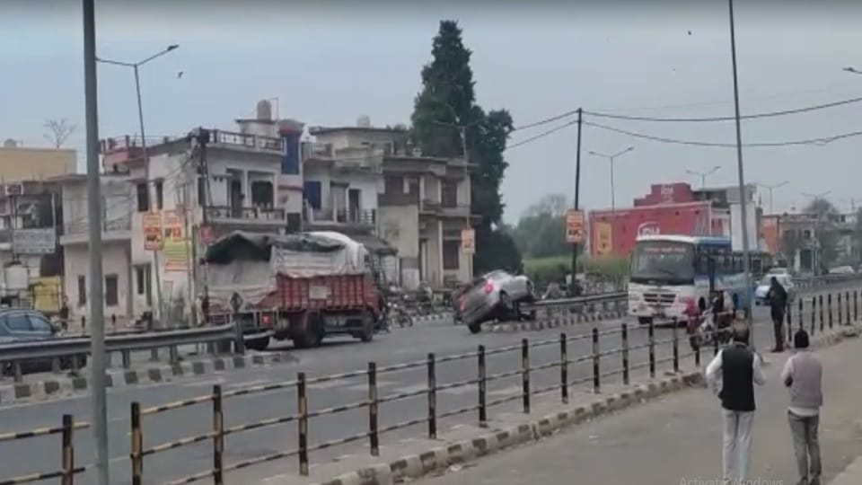 Roorkee Horrible Road Accident News speeding car hit two girls and other car crushed them Photos