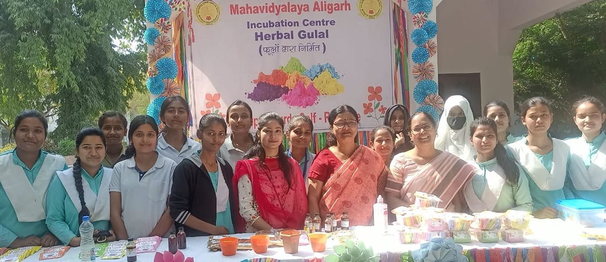 Girl students made herbal gulal make incense sticks with flowers