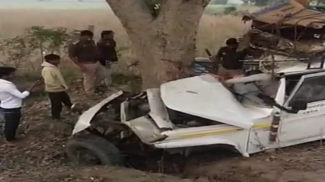 truck running after trampling old man collided with pickup in ballia one dead and three in critical condition