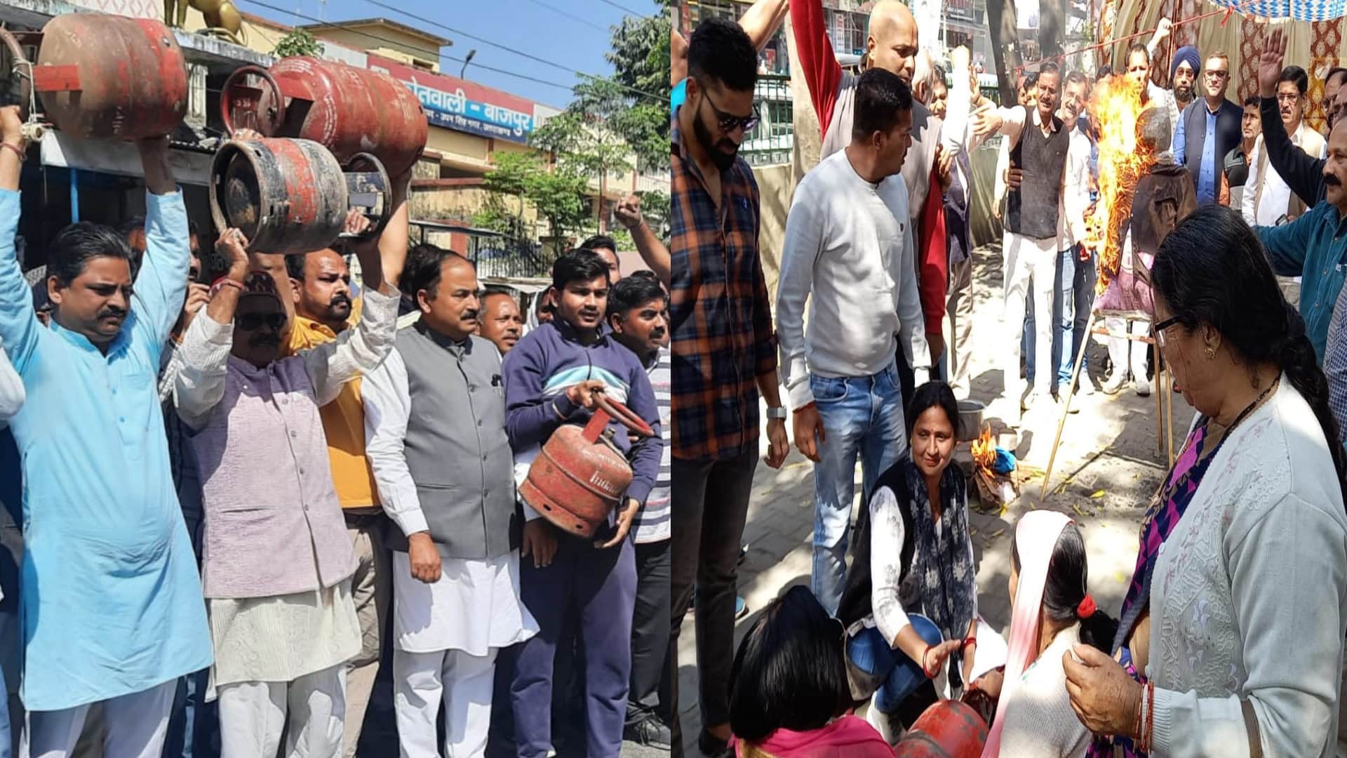 LPG Price Hike Congress workers protest against hike in prices of gas cylinders Uttarakhand news in hindi