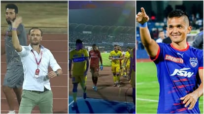 केरल ब्लास्टर्स के कोच टीम को वापस बुलाते हुए, सुनील छेत्री के गोल पर विवाद हुआ