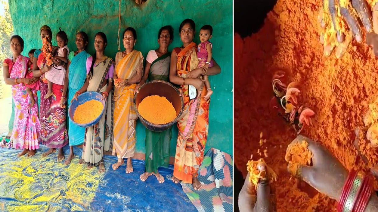 Holi 2023 Women of Darbha are making natural gulal from palash flowers