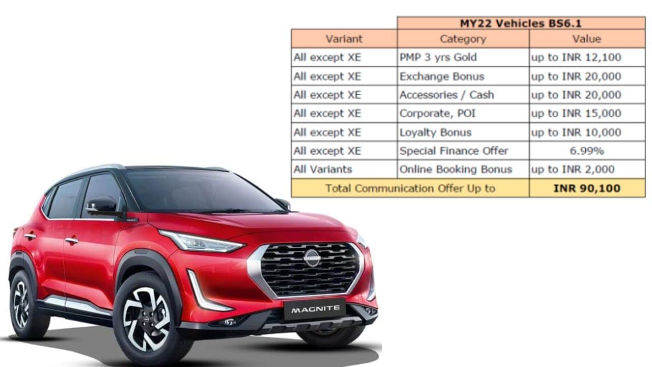 nissan india offers upto rs 90000 offers on magnite suv in march 2023, nissan magnite discount details