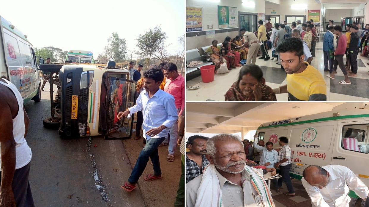 Balod Accident Pickup vehicle full of laborers overturned 20 laborers injured