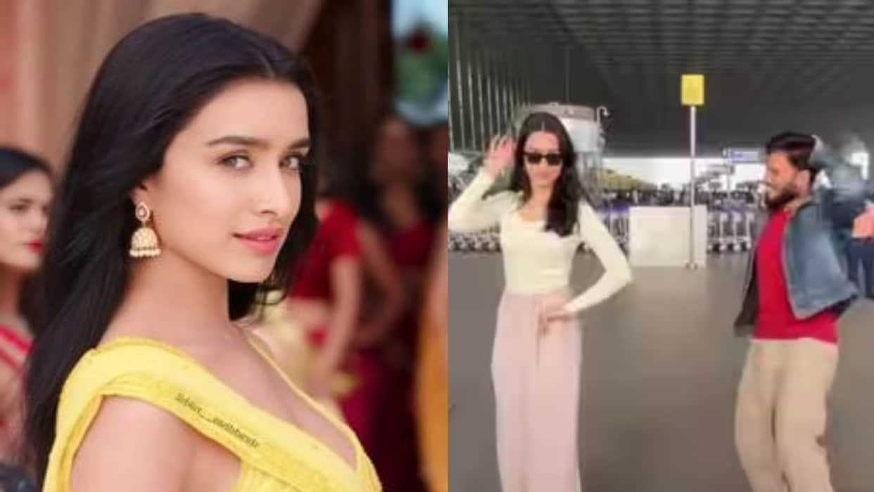 Shraddha Kapoor dances with fan on ranbir kapoor tu jhoothi main makkaar song show me the thumka at airport