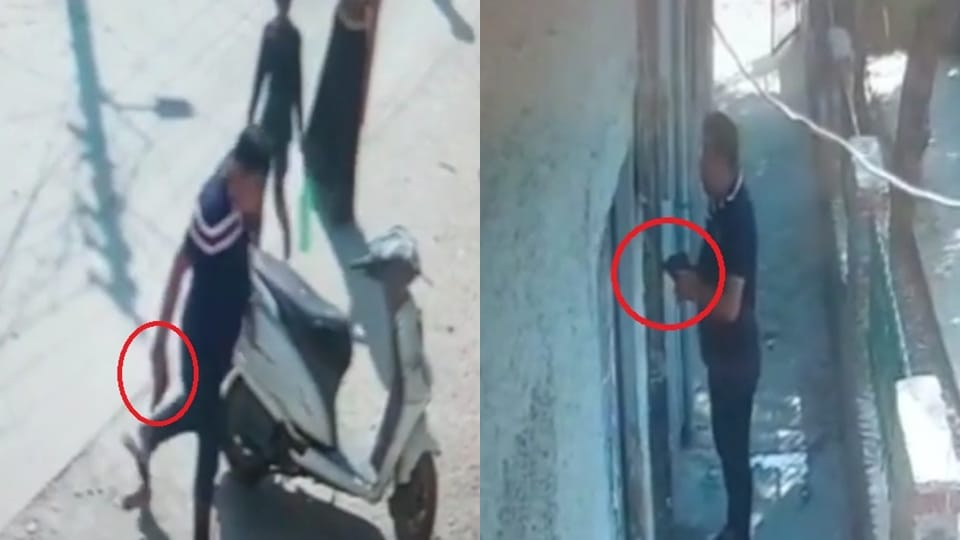 man ran behind kids with a pistol after they throw balloon at a car In Faridabad