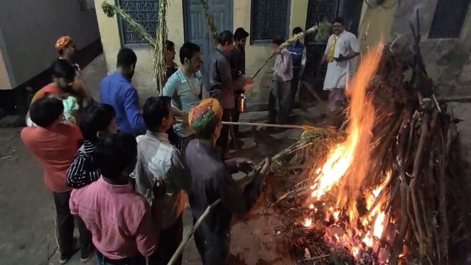 Holika Dahan done late evening in Hathras