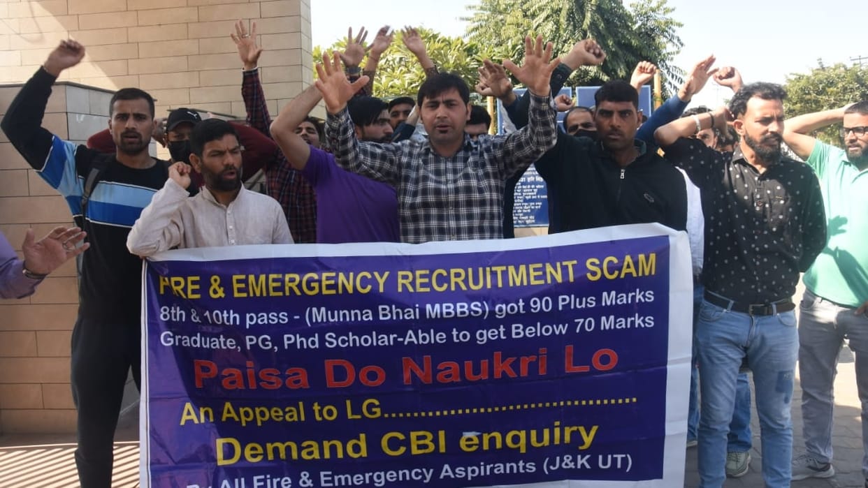 Jammu Fire and Emergency department aspirants protest against recruitment process irregularities