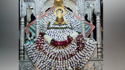 Devotees play Holi with flowers at Khatu Shyam Ji Temple in Agra