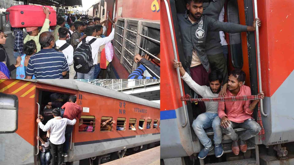 Holi: Number of train and bus passengers increased manifold on Holi