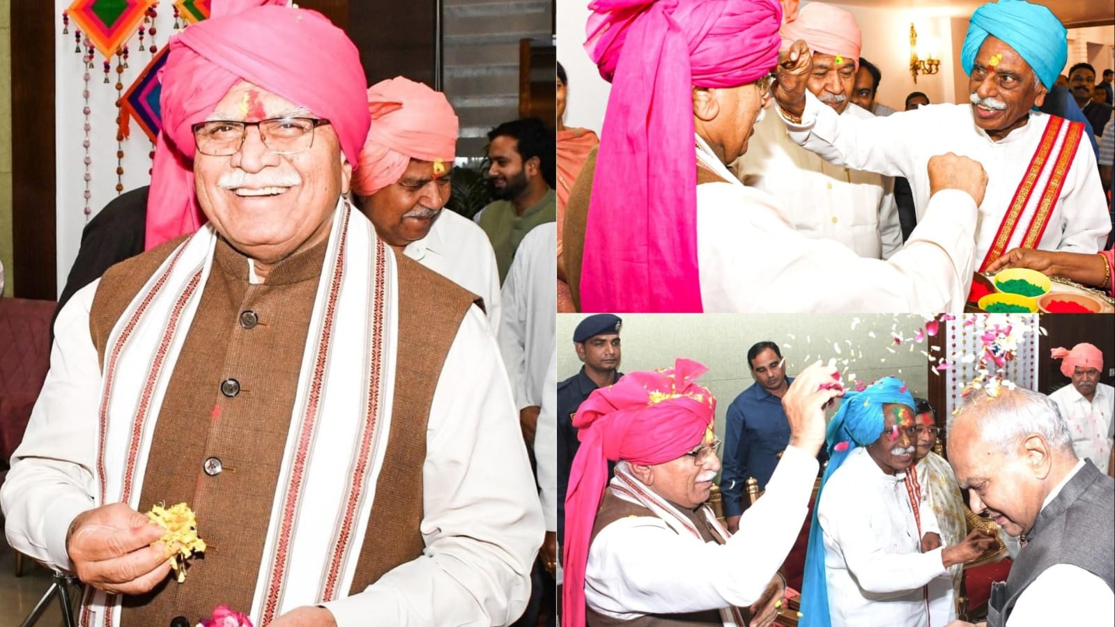 Holi festival celebrated with pomp in Raj Bhavan of Haryana