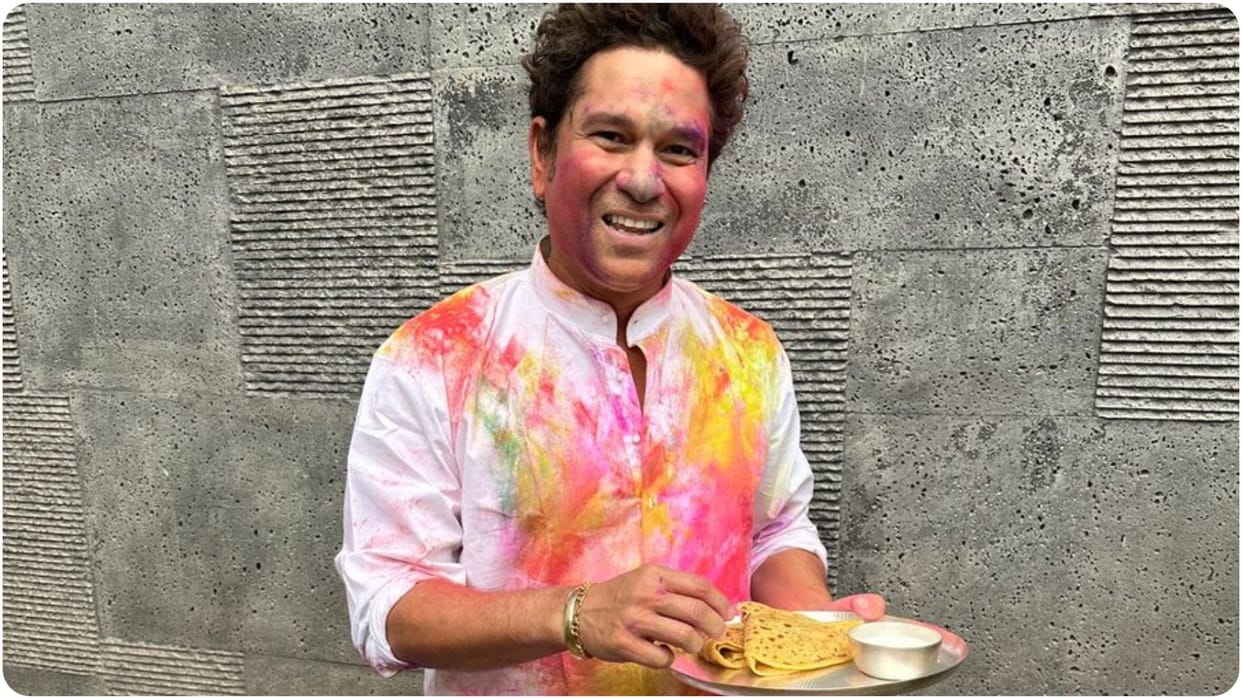 Sachin Tendulkar Shared photo in holi asks fans what is in my plate