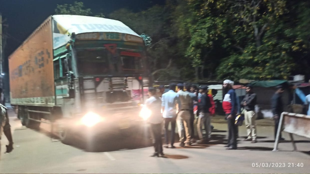 50 buffaloes were being brutally transported in a container police seized vehicle and arrested two accused