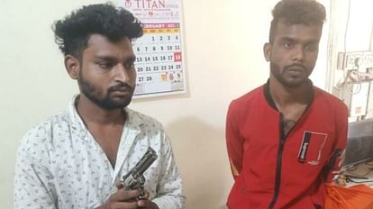 two arrested for spreading panic by showing fake pistol in korba