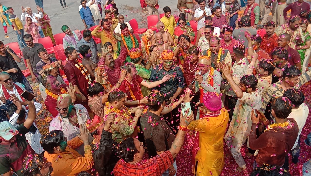 People played Holi the festival of colors in Uttar Pradesh