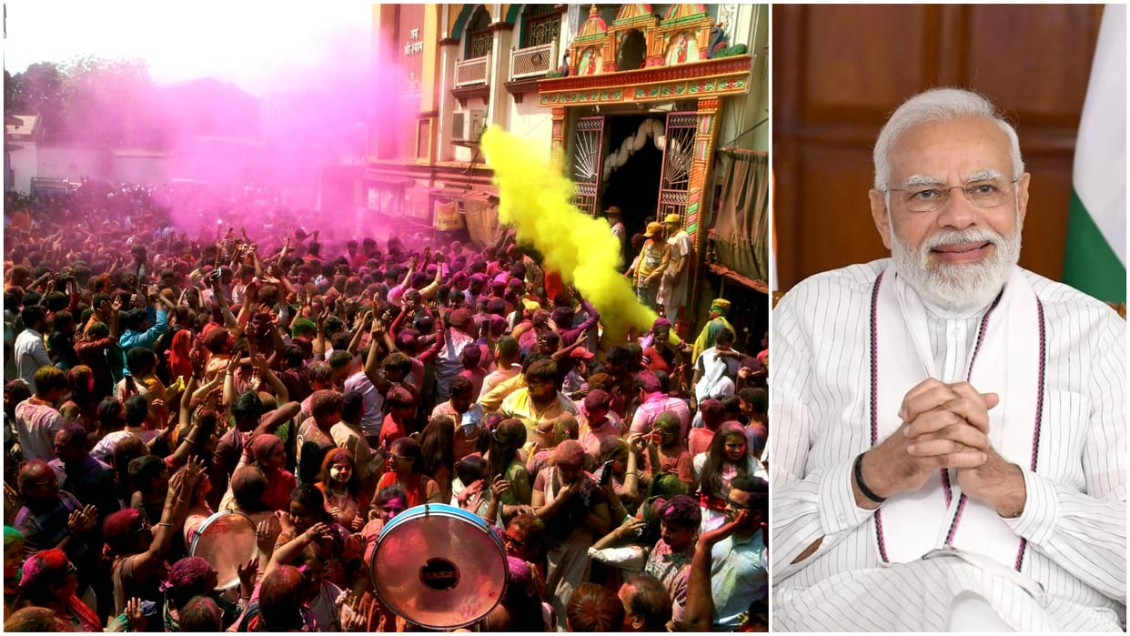 Holi 2023 PM Modi Celebrates Festival Of Colors President Droupadi Murmu extends greetings See Photos Videos