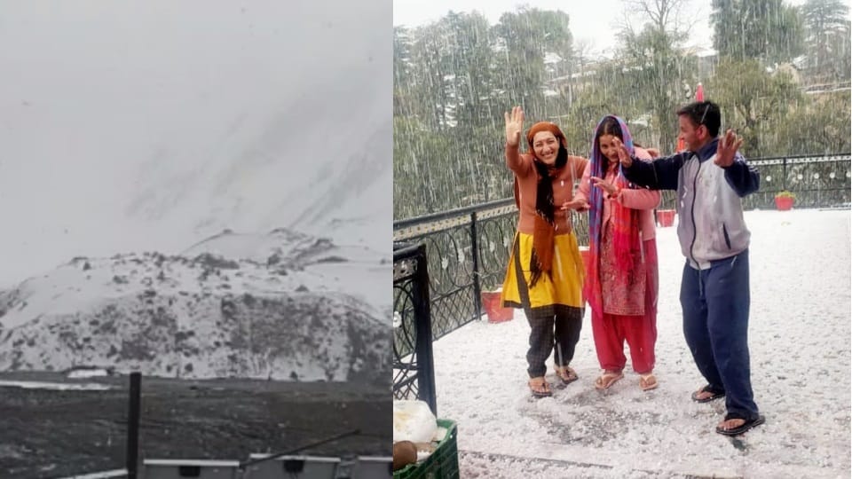 Uttarakhand Weather Changed On Holi snowfall in mountains and heavy hailstorm in Mussoorie photos