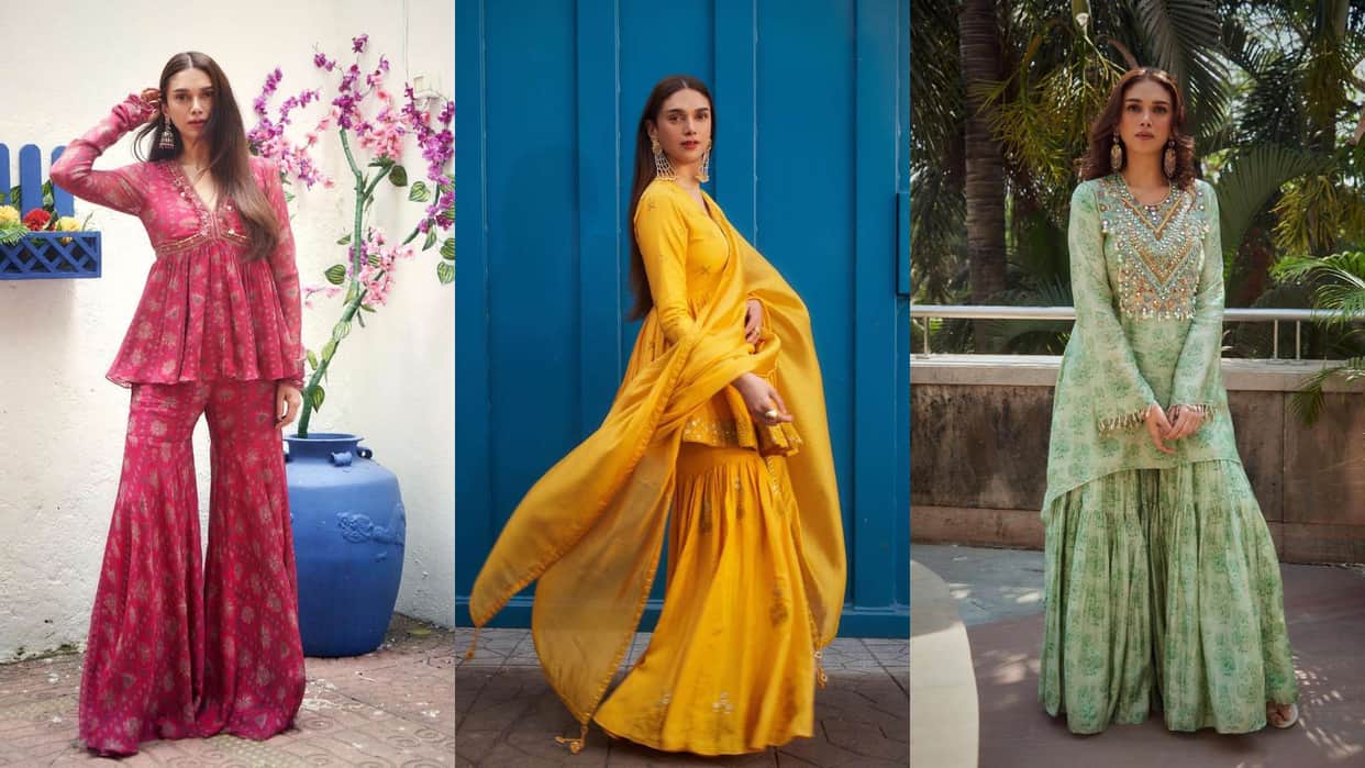actress aditi rao hydari sharara dress collection photos aditi rao hydari fashion style