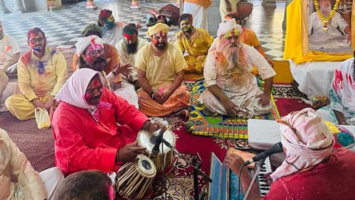 Holi celebration in hanuman garhi and near ramlala in Ayodhya.