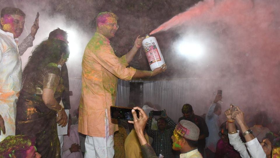 indore bjp faag utsav holi event milan samaroh