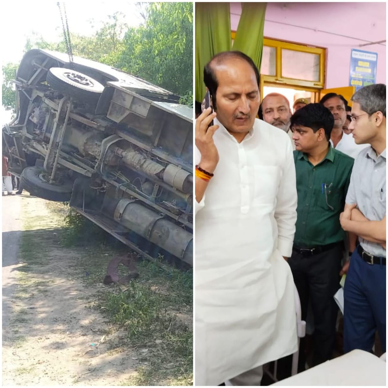 Shamli News : Speedy bus Overturned in chausana Shamli, many injured