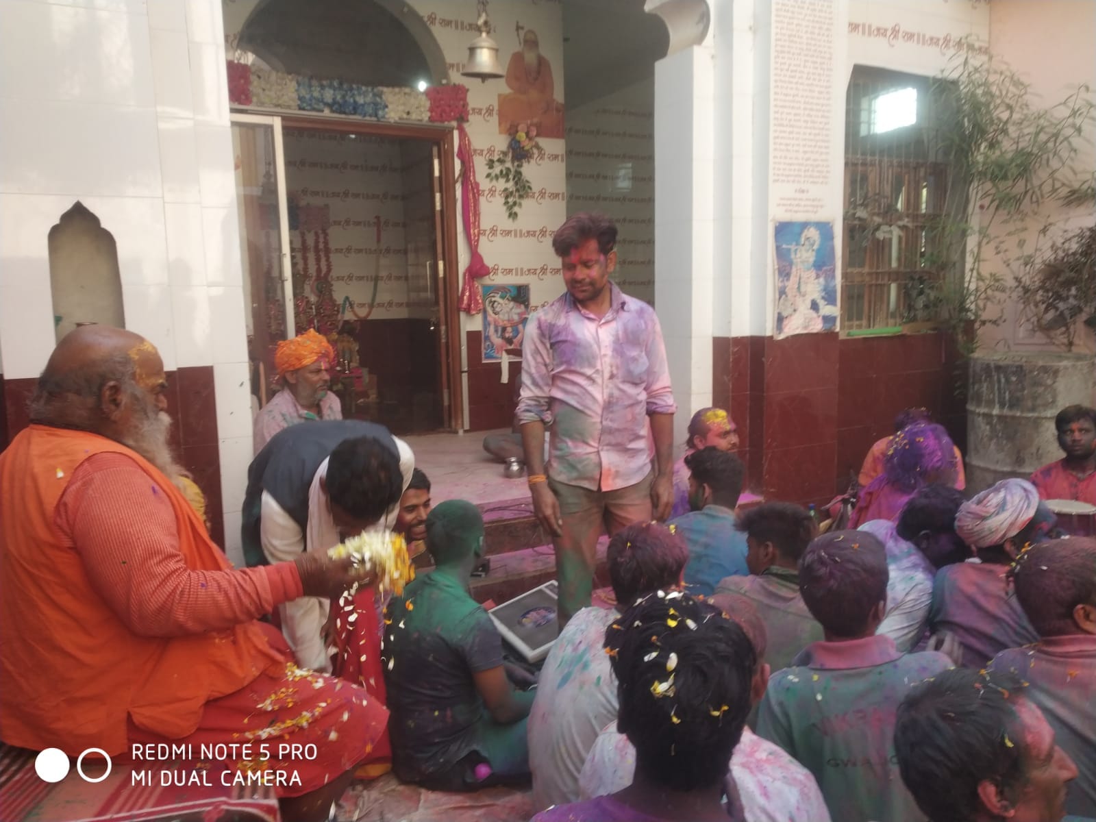 Celebration of Fagotsav, Devotees play Holi of flowers in Ram Janaki temple, Holiyars sing songs