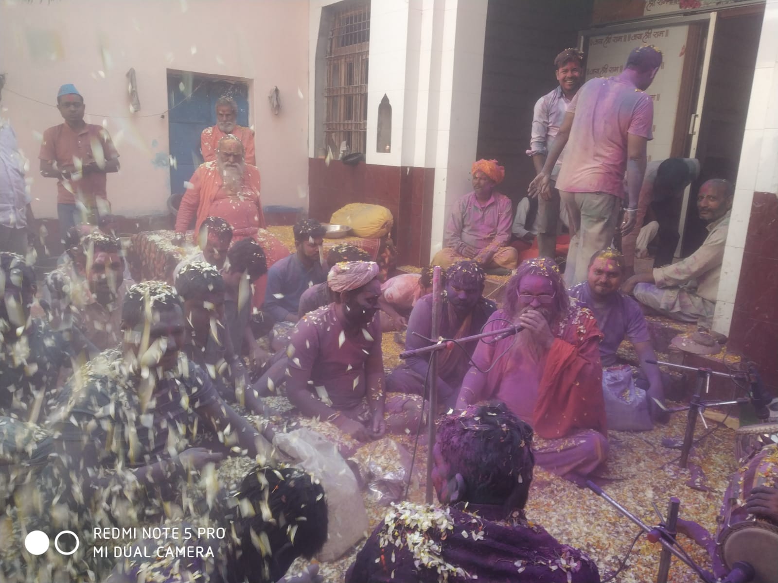 Celebration of Fagotsav, Devotees play Holi of flowers in Ram Janaki temple, Holiyars sing songs
