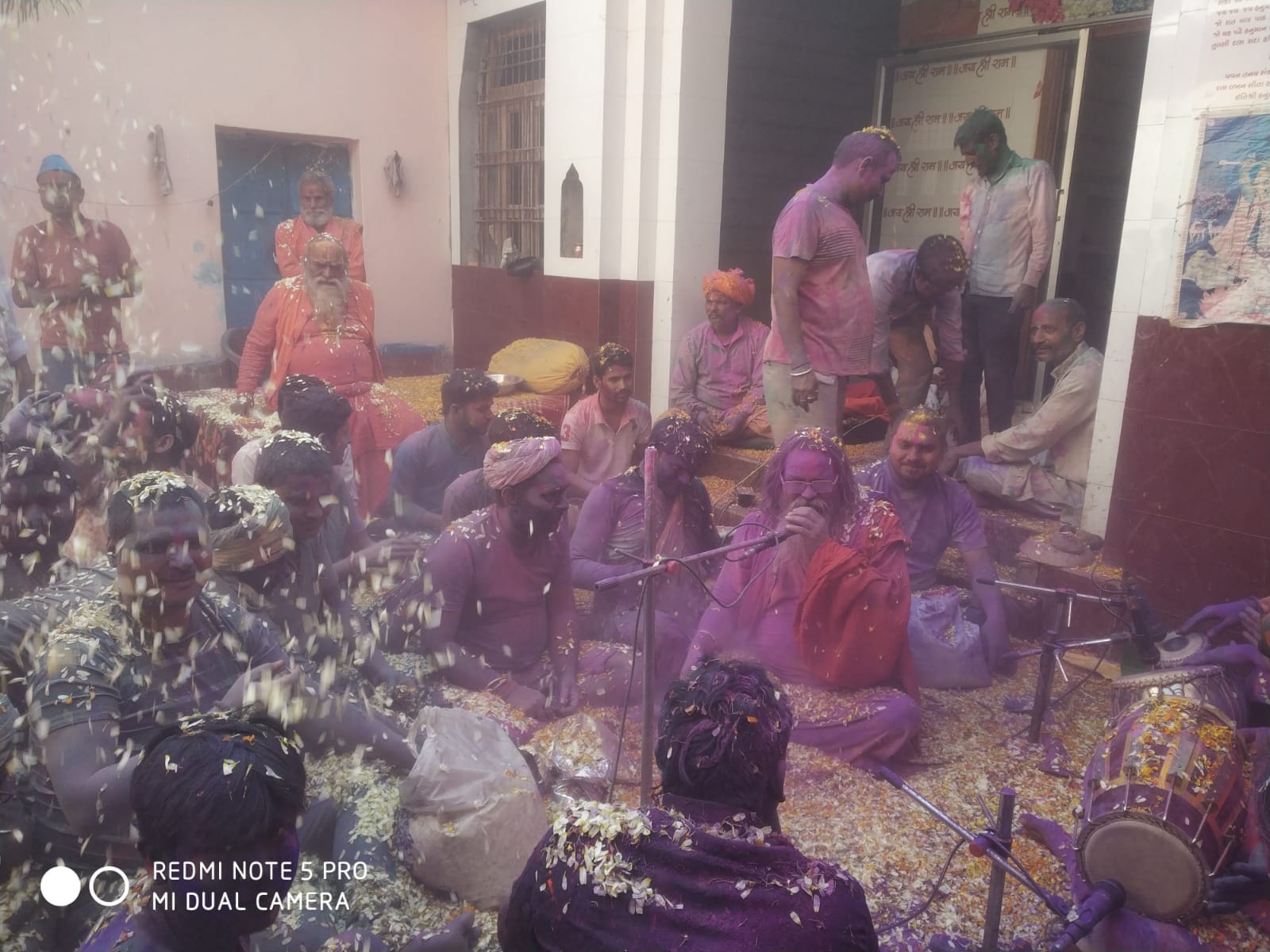 Celebration of Fagotsav, Devotees play Holi of flowers in Ram Janaki temple, Holiyars sing songs