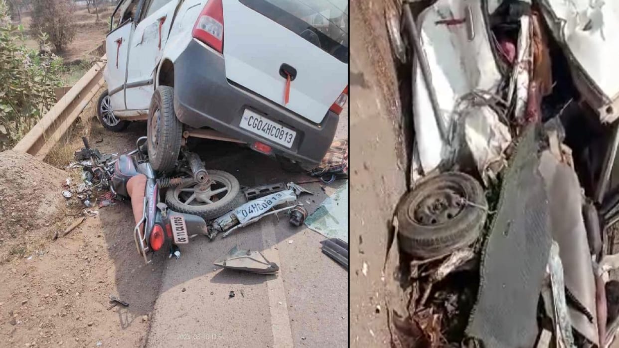 Balod Road Accident truck car and bike collided five died and three injured