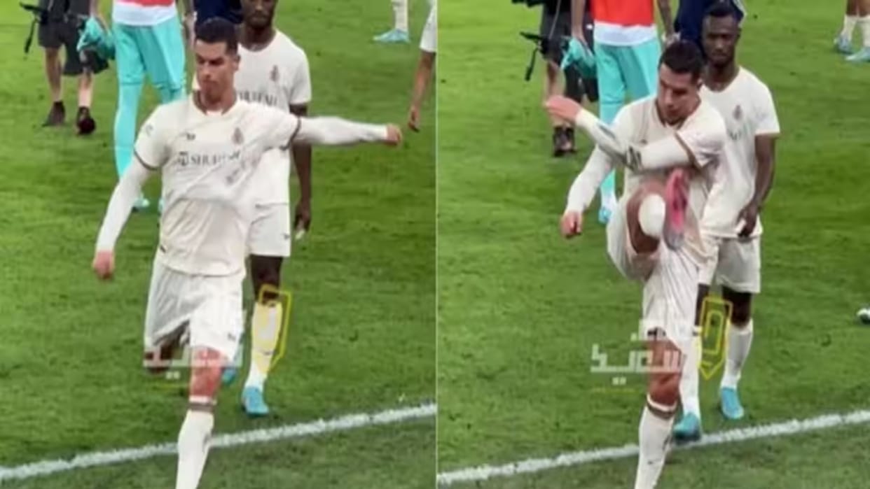 Video watch Cristiano Ronaldo Furious After Al Nassr Loss vs Al Ittihad Kicks Water Bottles