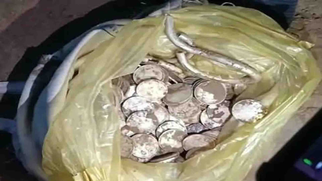 silver coins found at farmers house during land digging in jalaun