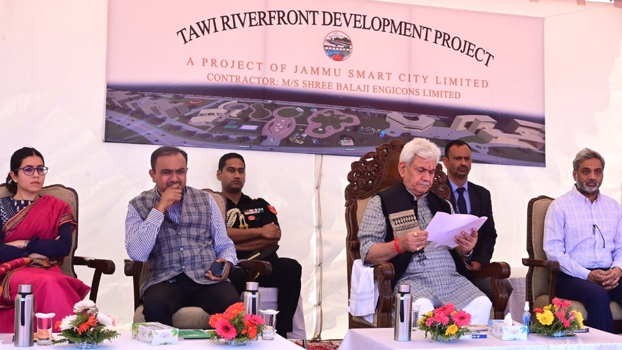 jammu kashmir lg manoj sinha Inspected progress of Tawi River Front Project
