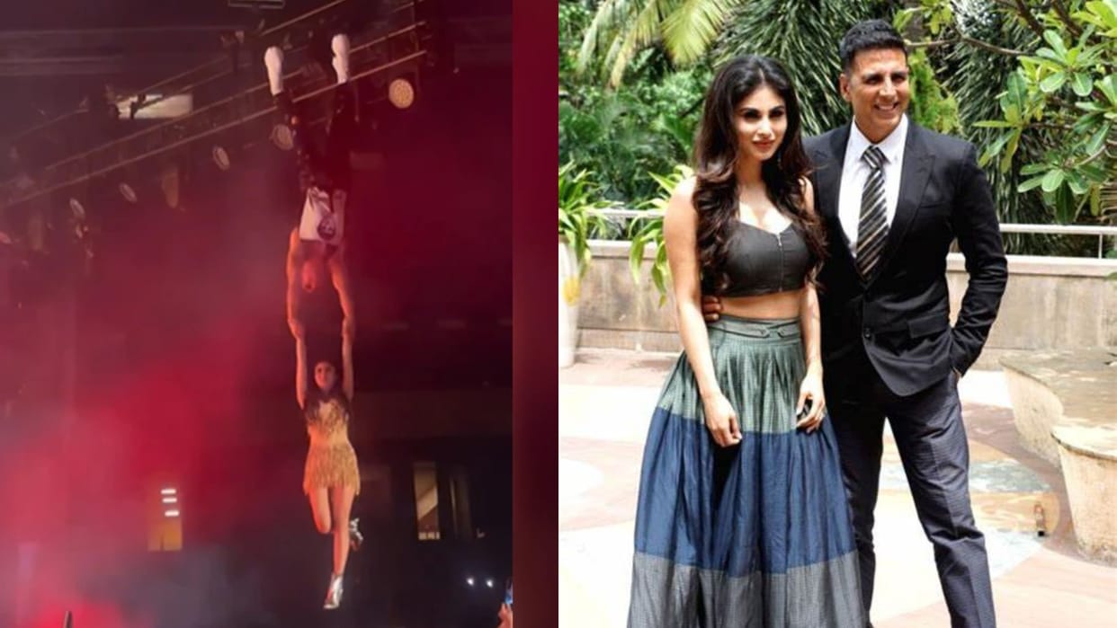Akshay Kumar Mouni Roy Live Performance In The Entertainers Tour Actor Lift Actress In Air Video Viral