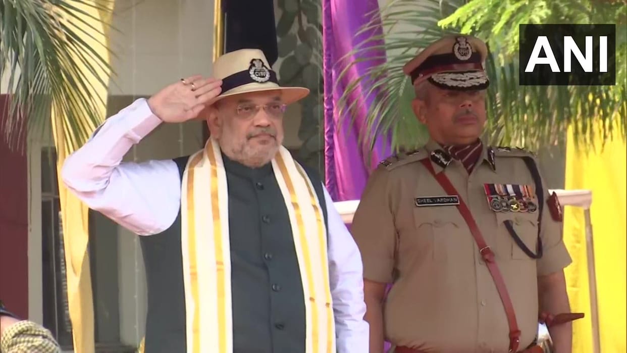 Amit Shah Telangana Visit Review 54th CISF Raising Day Parade in Hyderabad