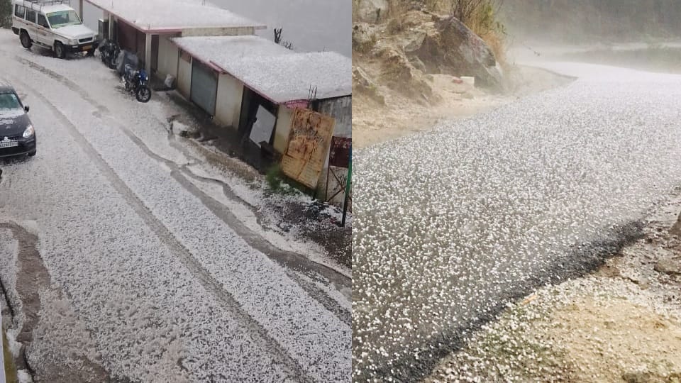 Uttarakhand Weather News heavy rainfall and hailstorm in upper area of Tehri