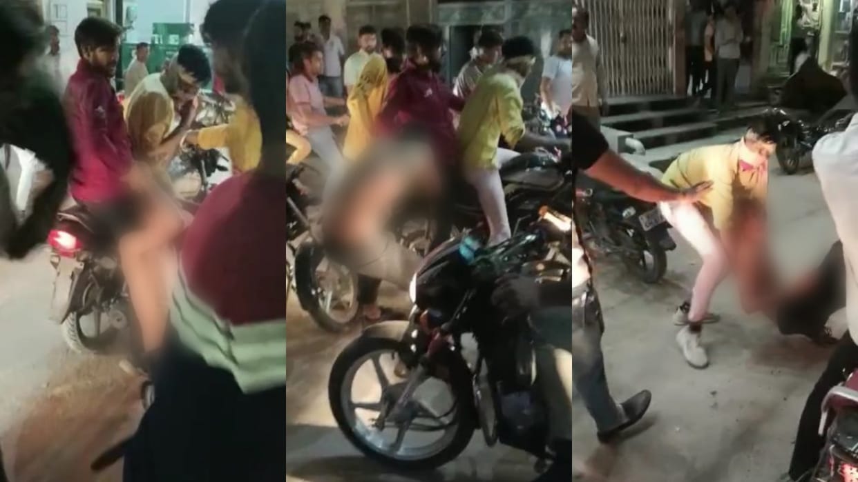 Bike riders thrashed a young man half-naked in Nokha area in Bikaner, snatched mobile and 20 thousand rupees