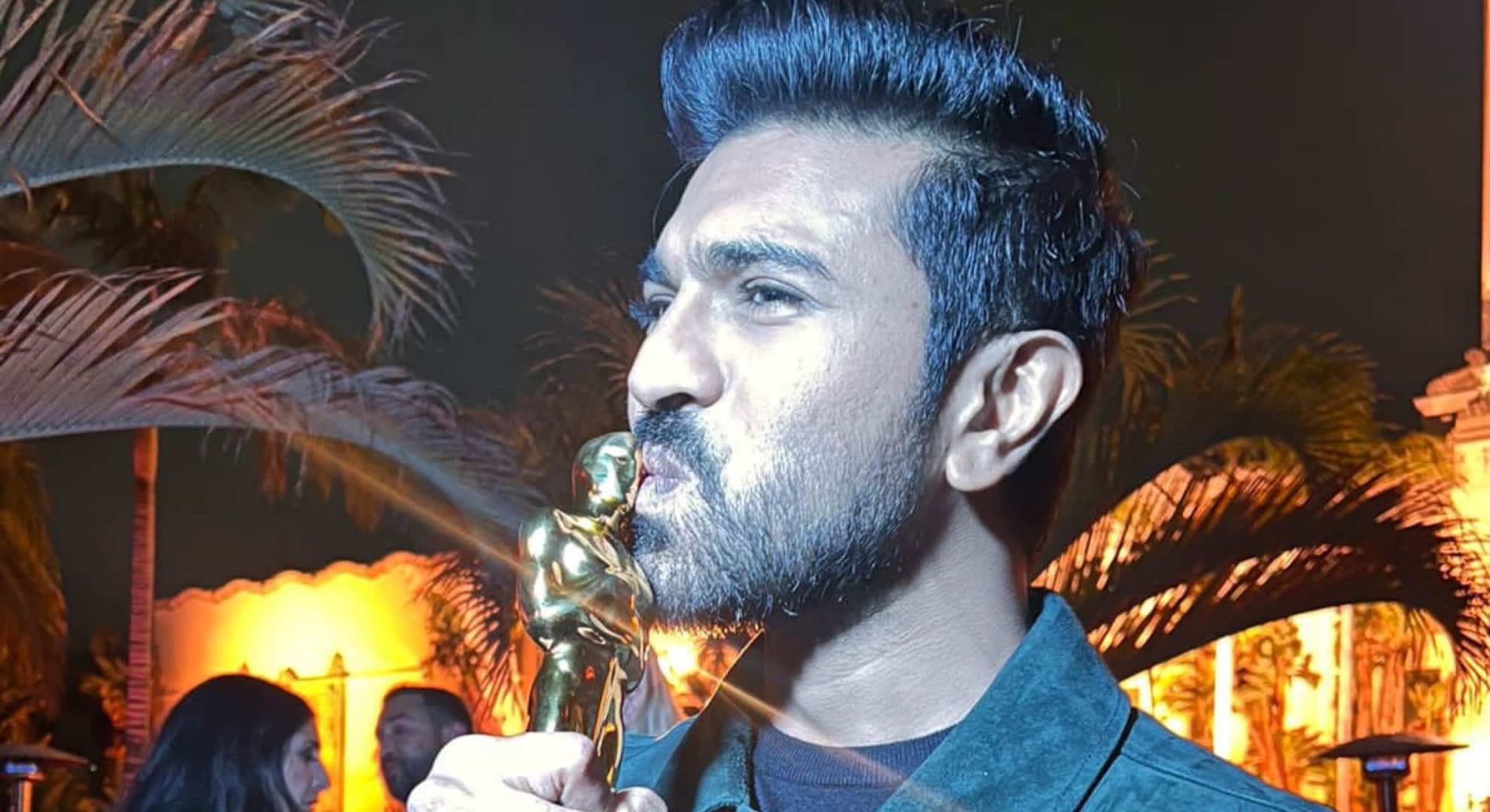 Ram Charan mobbed at Delhi airport as he returns after RRR song Naatu Naatu glorious win at Oscars 2023