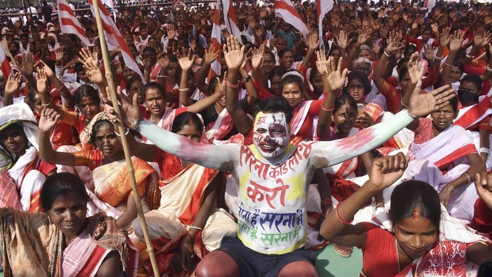 Tribal bodies hold mega rally for Sarna code in Jharkhand