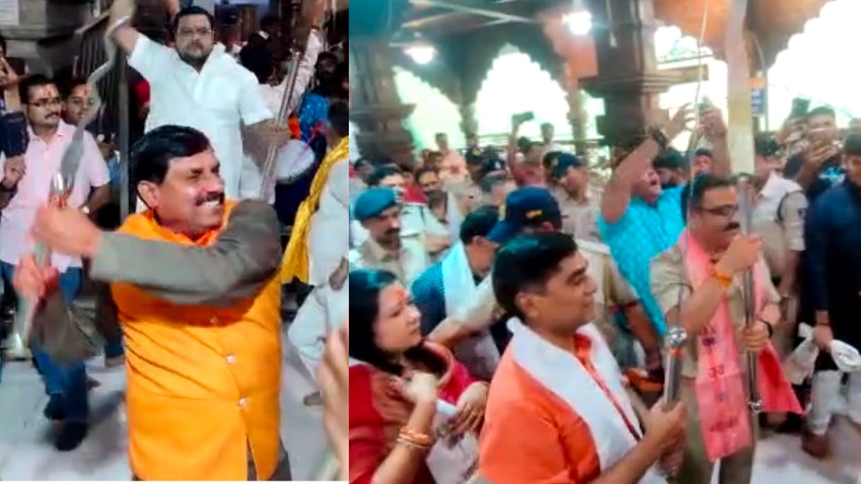 Baba Mahakal's traditional ger, Higher Education Minister-Collector-SP waved sword