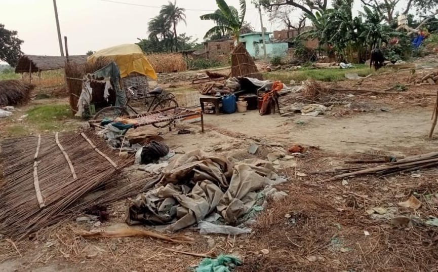 the family was evicted by razing the hut in Farrukhabad, thrashed the woman and abused her casteist
