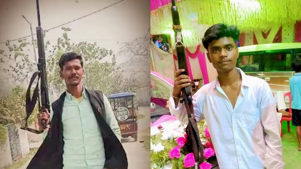 Photo of RJD MLA Ramvriksh Sada's son and another with rifle went viral in Khagaria