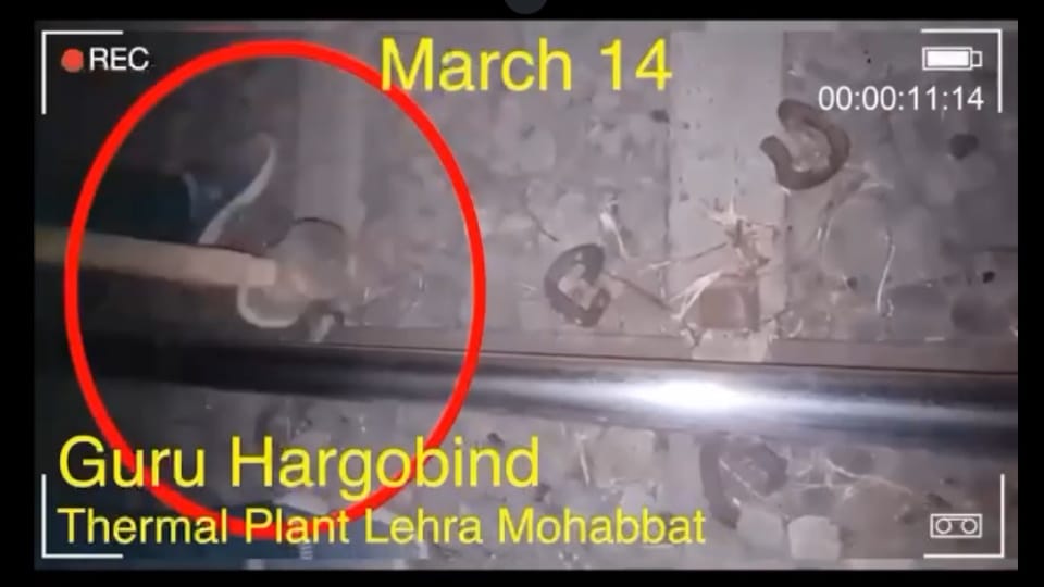 Lock of railway line supplying coal to thermal plant in Lehra Mohabbat village of Bathinda