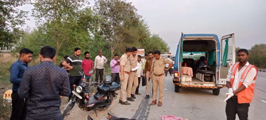 Kanpur Dehat: Moped rider villager died due to truck collision on Kanpur-Etawah highway