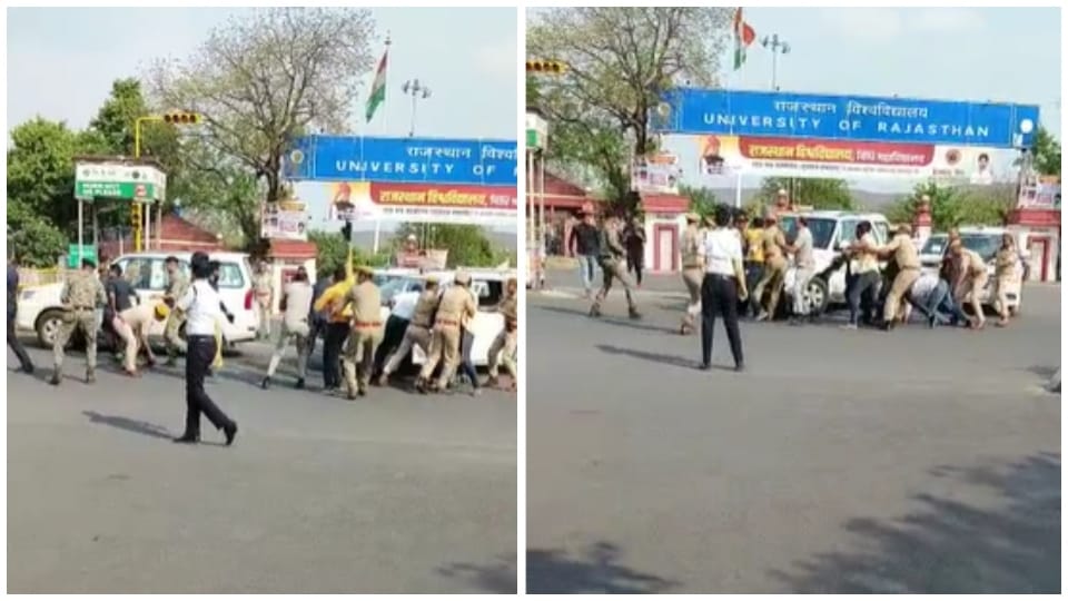 Security lapse of CM Ashok Gehlot ABVP workers showed black flags in jaipur Rajasthan