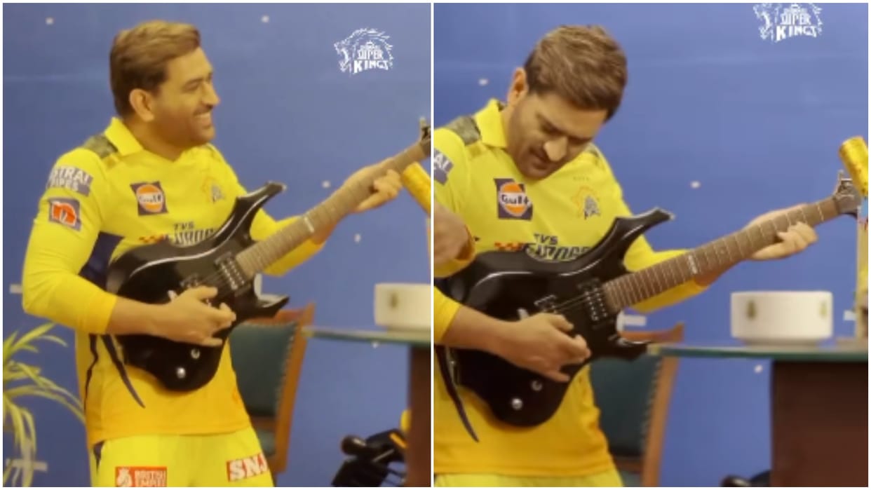 Video CSK captain MS Dhoni became Rockstar check new avatar of Mahi ruturaj gaikwad shivam dube deepak chahar
