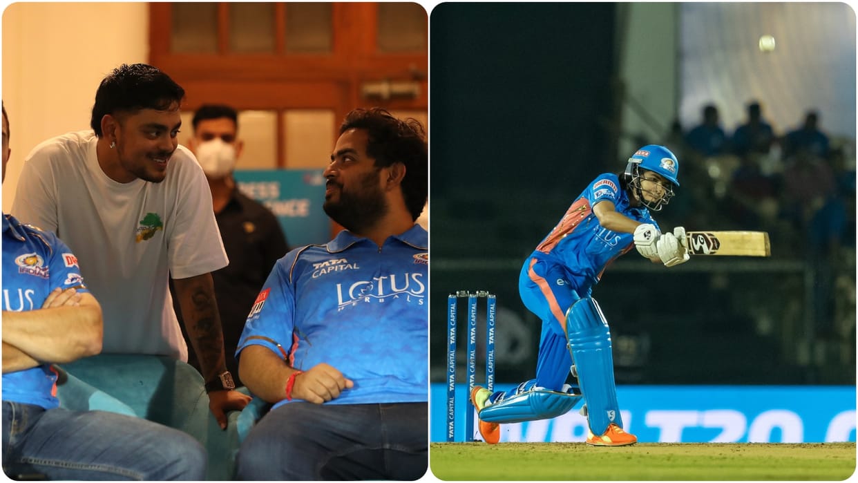 Yastika bhatia hits six with timing in MI vs GG Match Ishan Kishan Enjoys from stadium