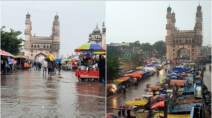 हैदराबाद में गुरुवार को शहर के कई हिस्सों में बेमौसम बारिश हुई।